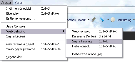 sayfa kaynagını goster